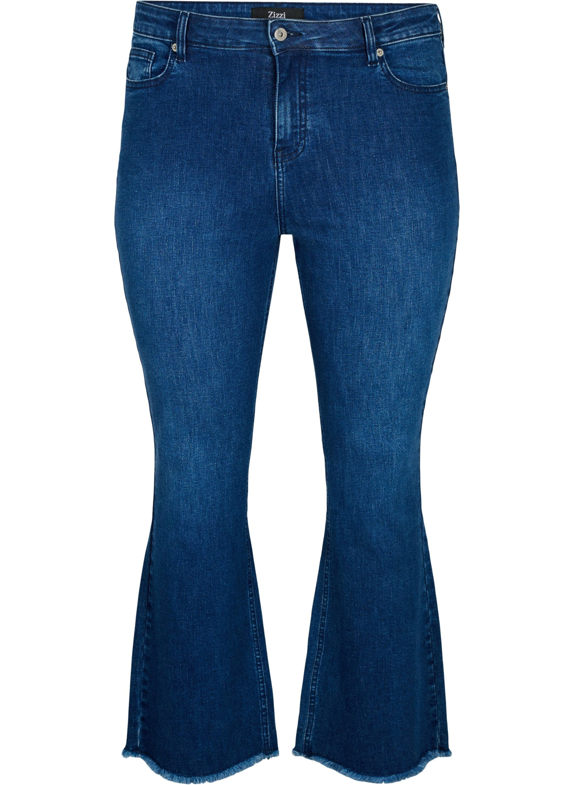 Zizzi Ellen bootcut jeans med r&aring; kant, Blue denim, Packshot image number 0