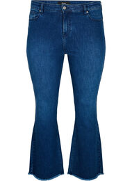 Ellen bootcut jeans med rå kant, Blue denim, Packshot