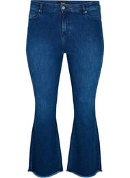 Ellen bootcut jeans med rå kant, Blue denim