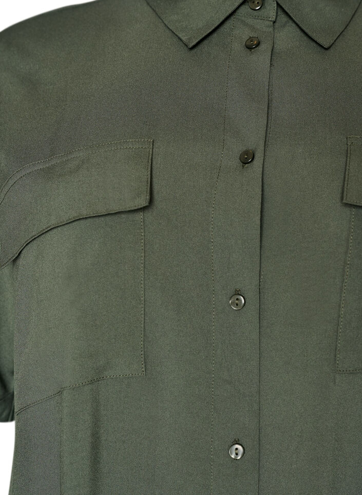 L&aring;ng skjortkl&auml;nning med korta &auml;rmar, Gr&ouml;n, Packshot image number 2