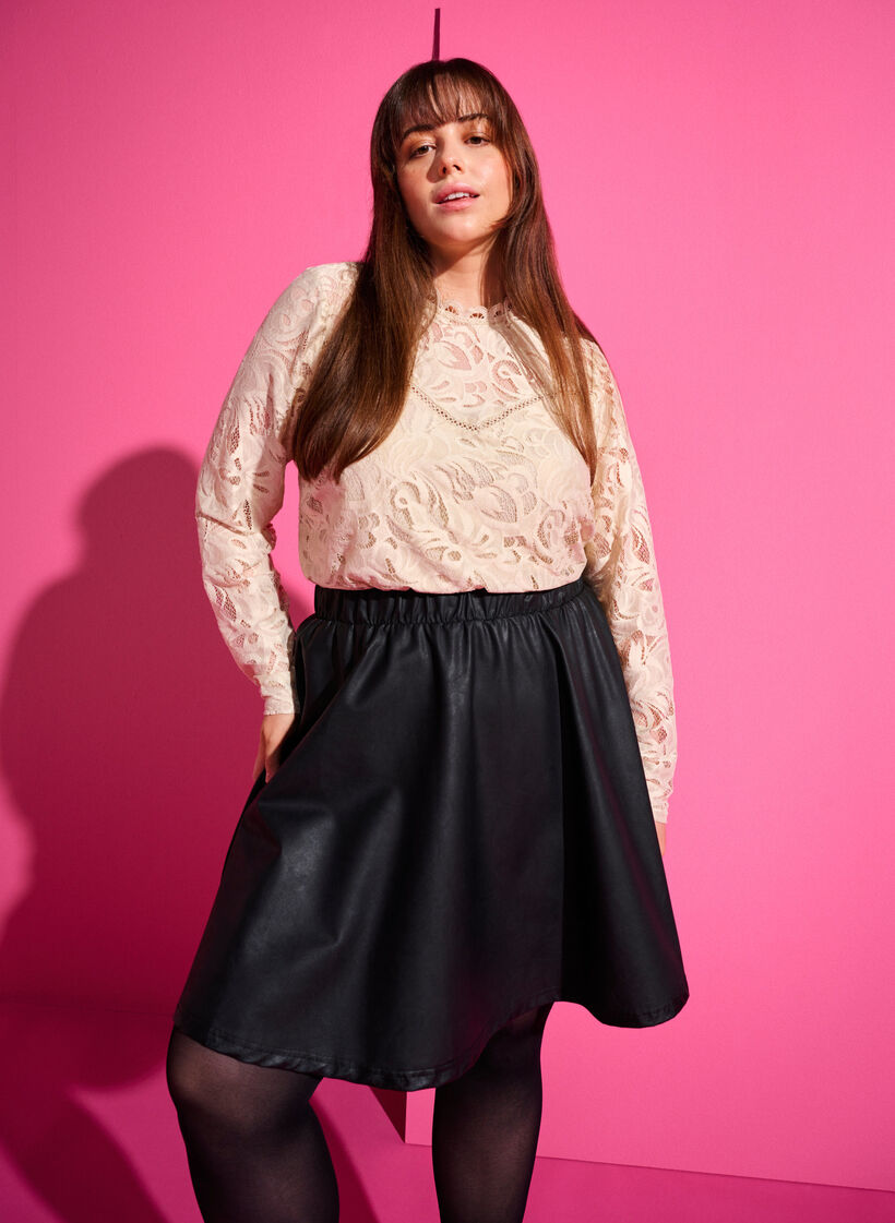 Långärmad spetsblus, Champagne, Image image number 0