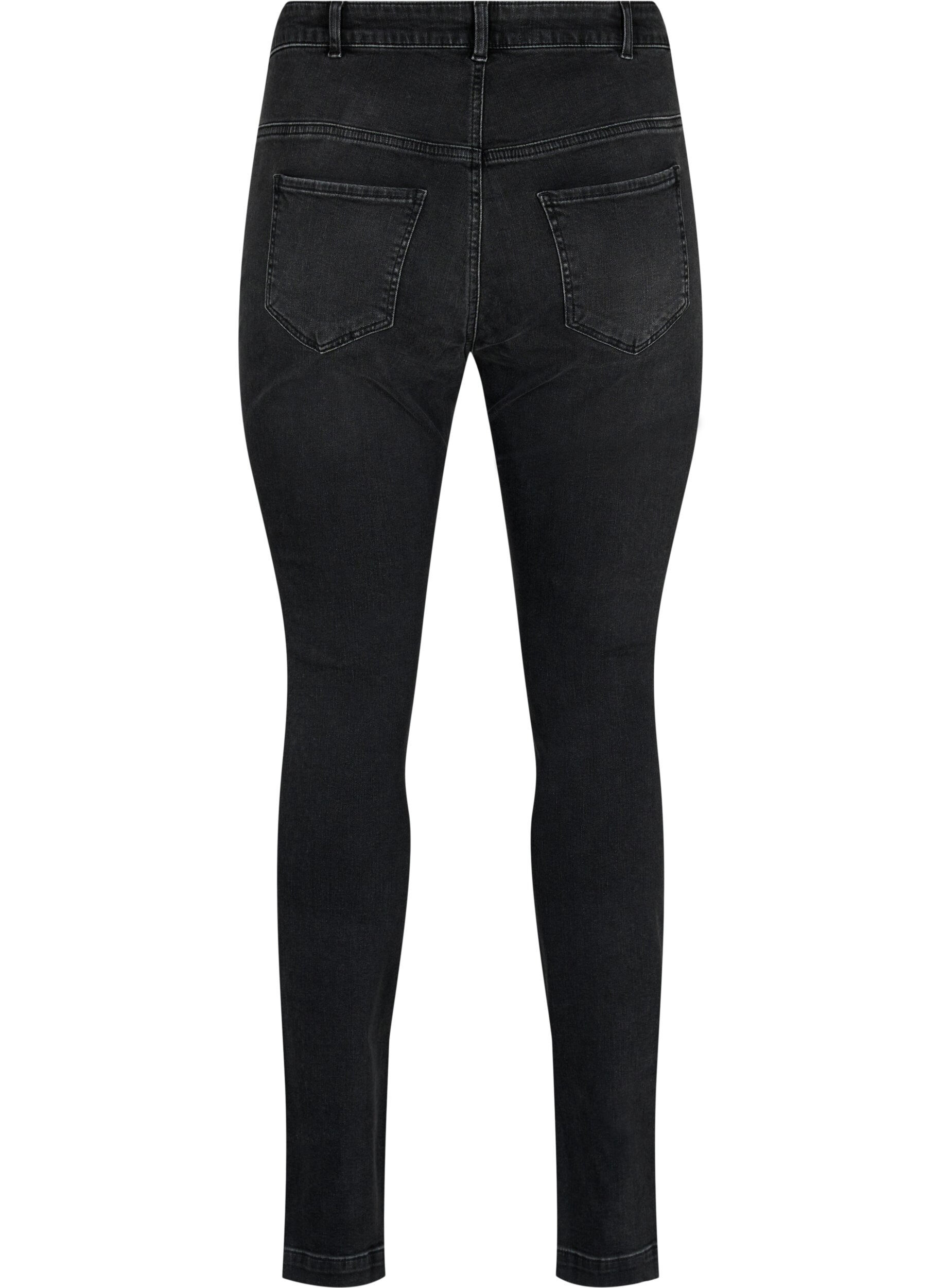 Zizzi Amy-jeans med h&ouml;g midja och strass, Grey Denim, Packshot image number 1