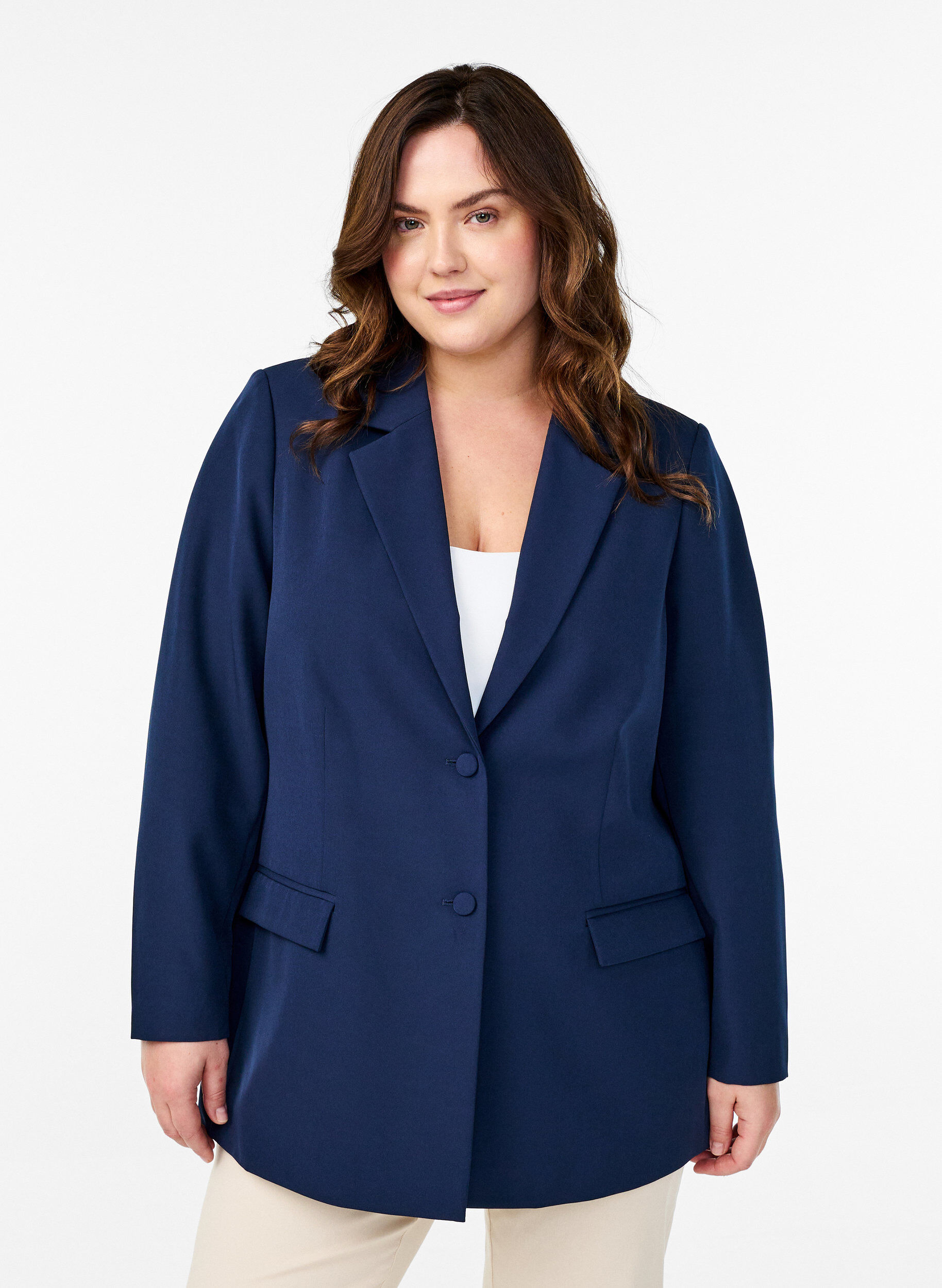 ZizziKlassisk kavaj med knappst&auml;ngning, Bl&aring;, Model image number 0