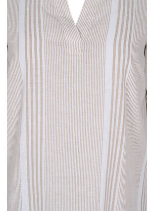 Randig klänning i bomull och linne, White Taupe Stripe, Packshot image number 2