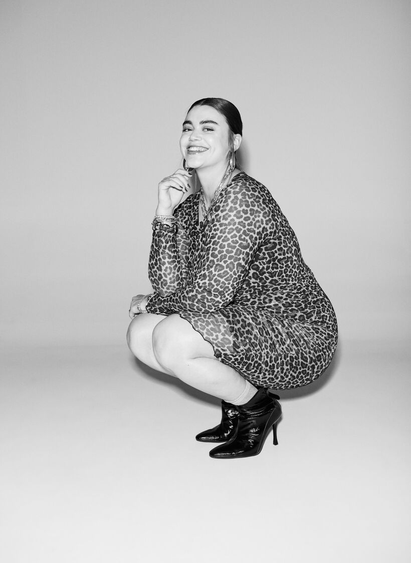 Kort klänning i mesh med leopardmönster, Brun, Image