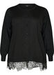 Cardigan med bred spetskant, Svart, Packshot image number 0