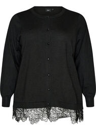 Cardigan med bred spetskant, Svart