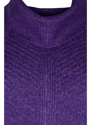 Stickad poncho med rullkrage, Ultra Violet Mel., Packshot image number 2