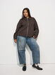 Kort jacka med skjortkrage och dragkedja, Brun, Model image number 1