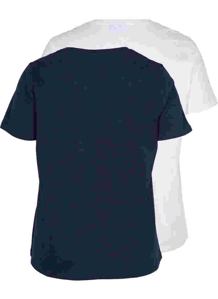 2-pack t-shirt i bomull, Navy B/B White, Packshot image number 1