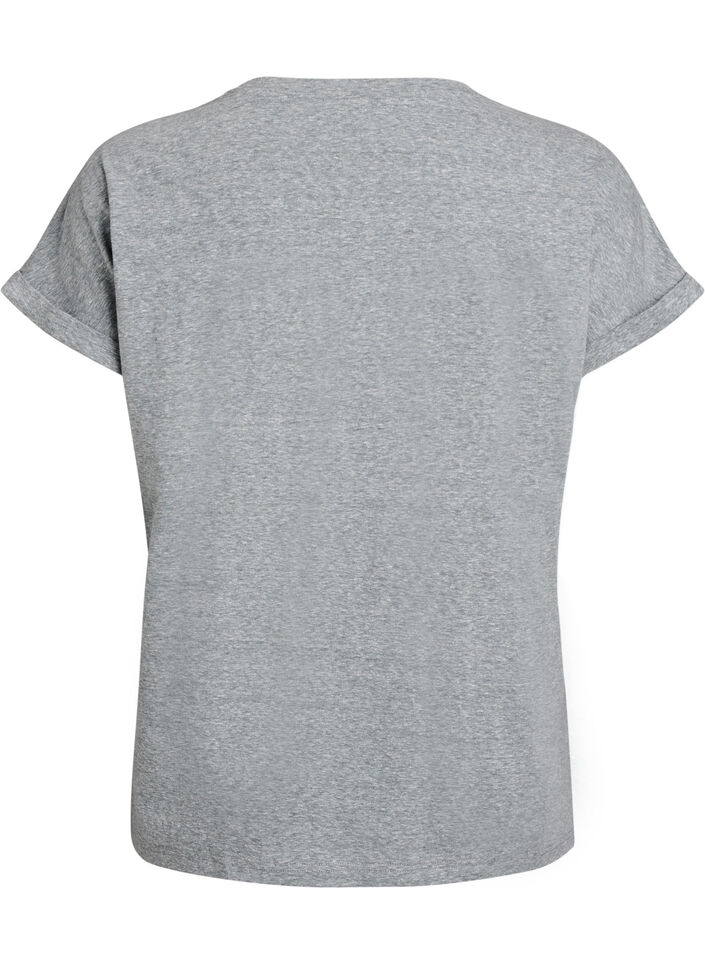 Melerad t-shirt med korta ärmar, Grön, Packshot image number 1