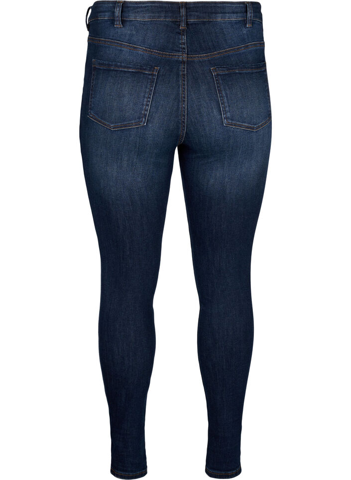 Mycket &aring;tsittande jeans med h&ouml;g midja, Dark Blue, Packshot image number 1