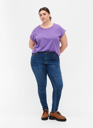 Kortärmad t-shirt i bomullsmix, Deep Lavender, Model image number 2