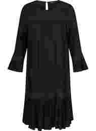 Viskosklänning med spetsdetaljer, Black
