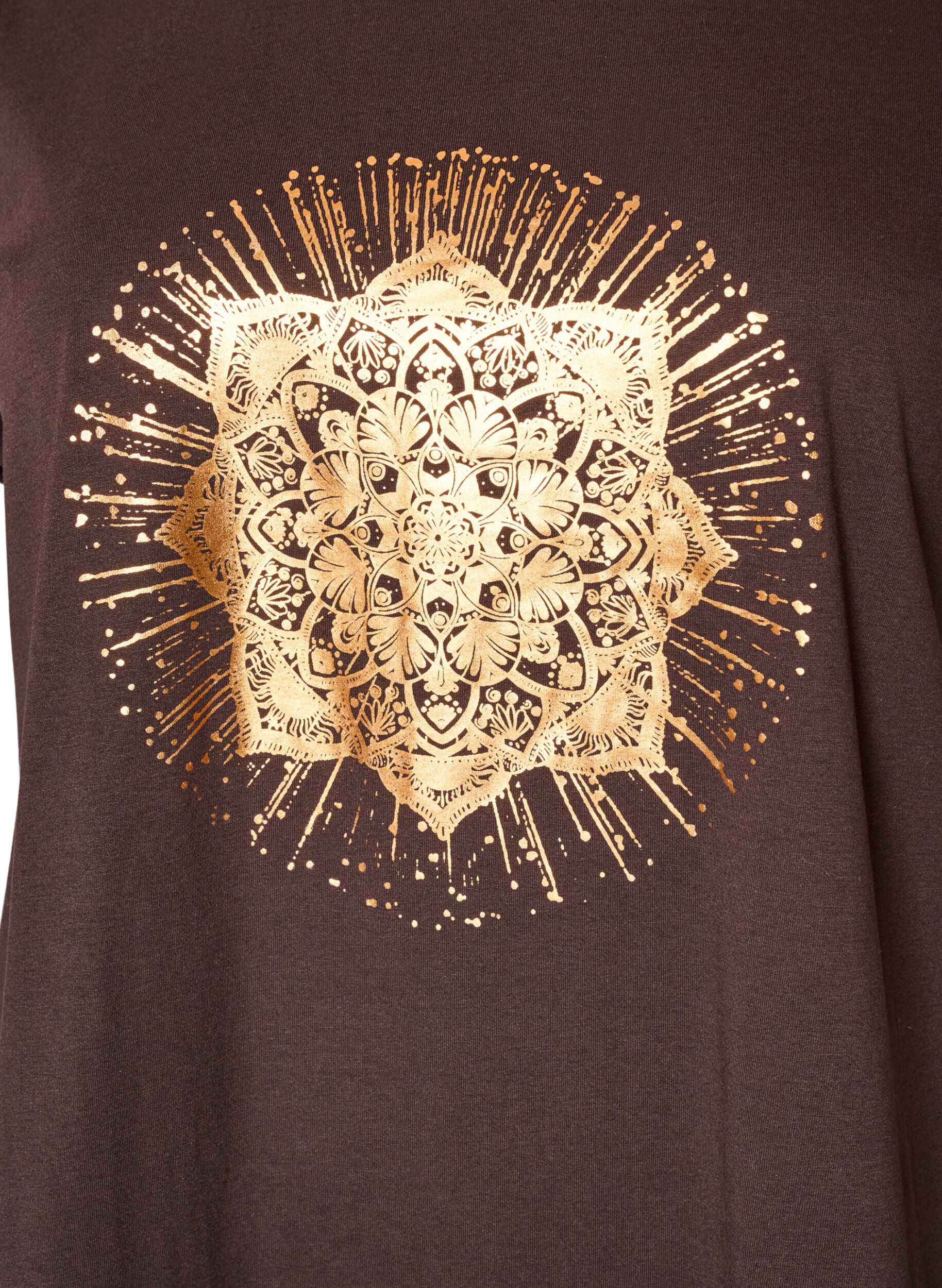 ZizziT-shirt med dekorativt tryck framtill, Brun, Packshot image number 2