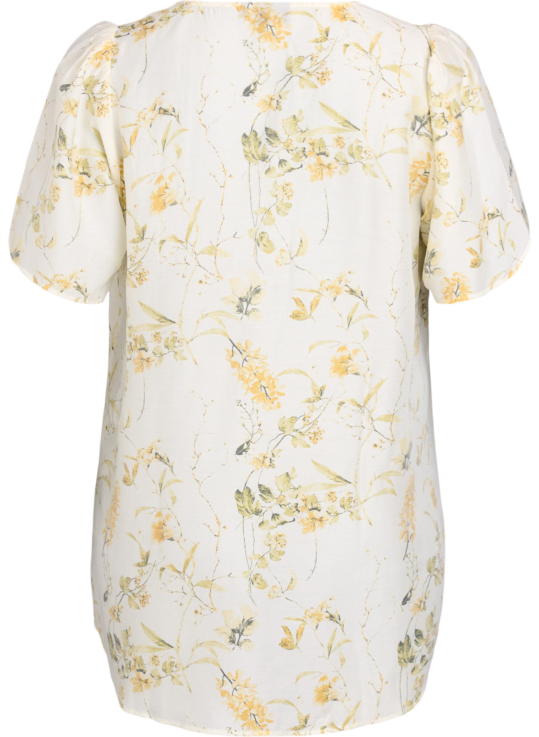 Zizzi A-formad tunika med korta &auml;rmar, Gul, Packshot image number 1