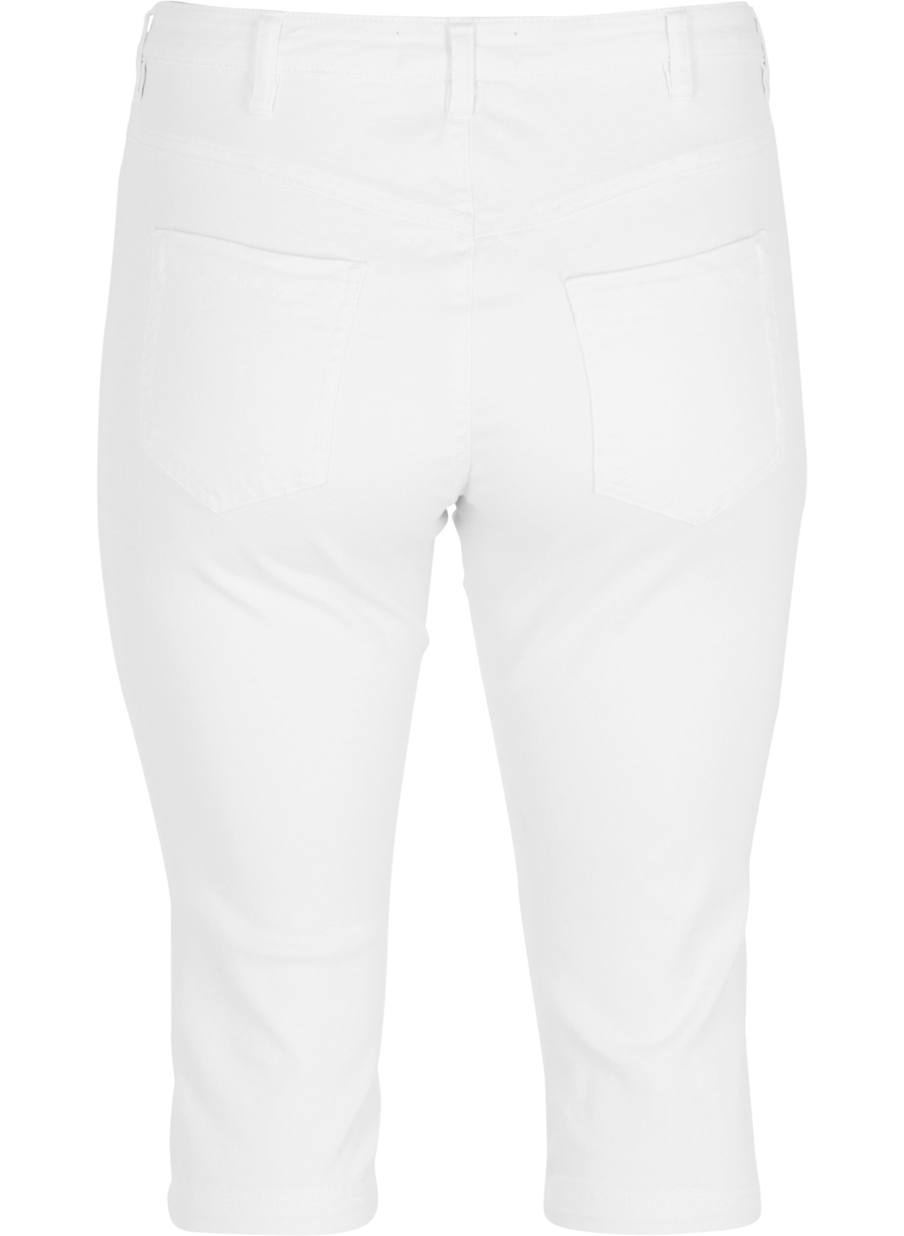 ZizziAmy caprijeans med h&ouml;g midja och super slim fit, Vit, Packshot image number 1
