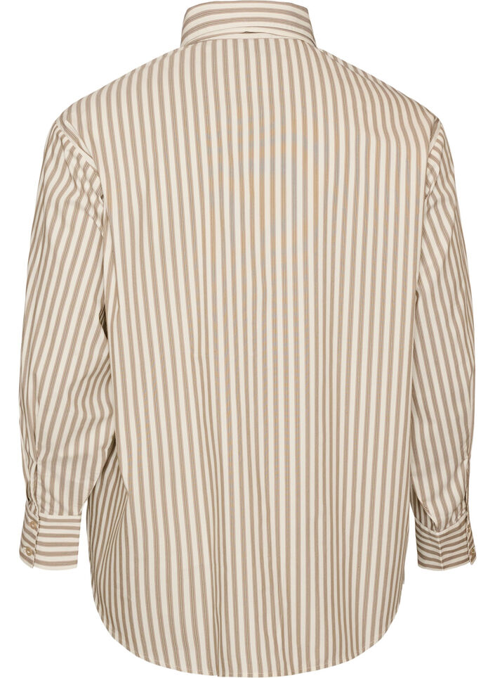 Randig skjorta med avtagbart knytband, Beige, Packshot image number 1