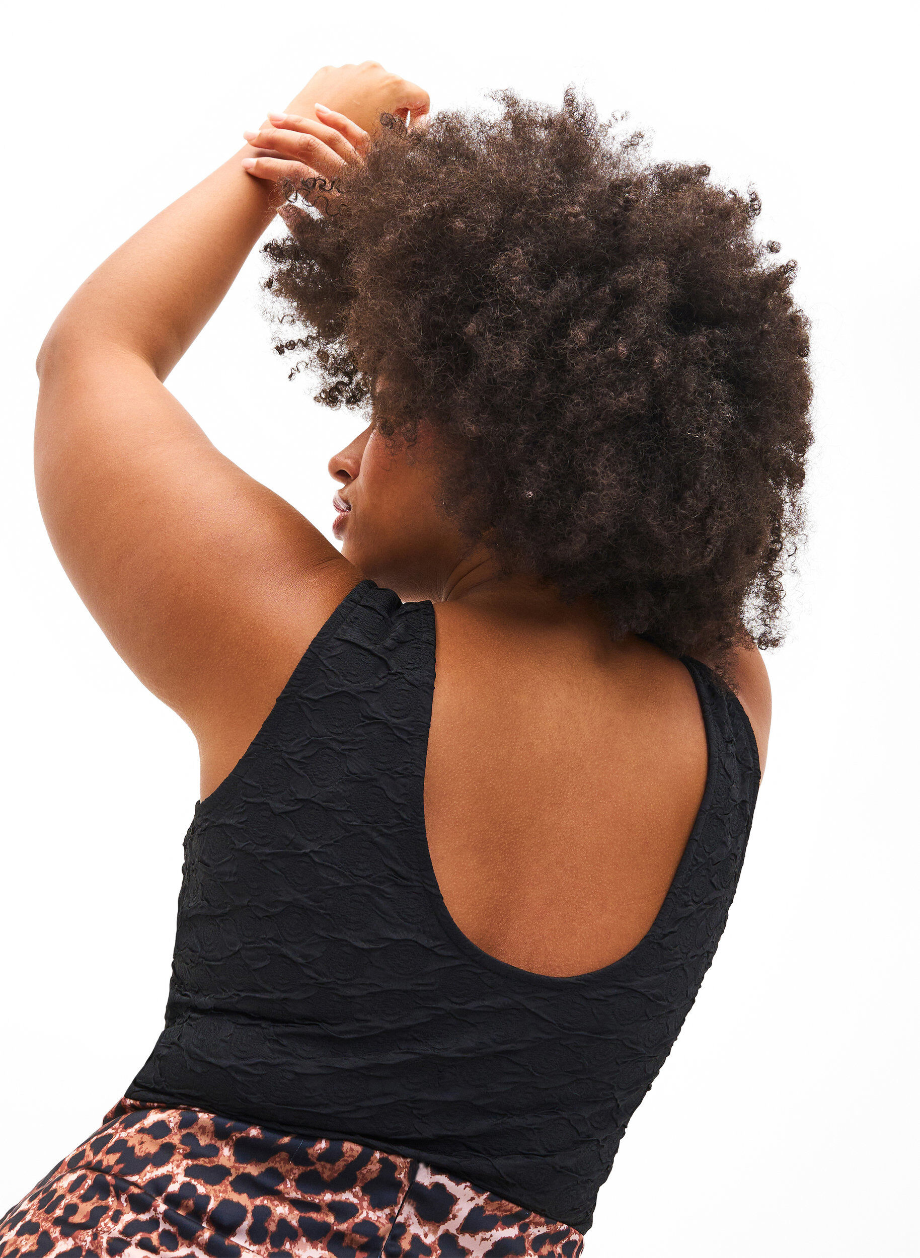 Zizzi &Auml;rml&ouml;s bodystocking med strukturerad textur, Black, Model image number 1