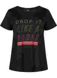  T-shirt till träning med print, Black w. Drop It