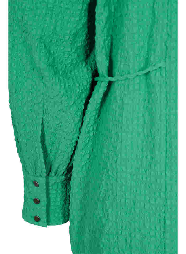 Långärmad klänning med v-ringad hals och knytband, Mint, Packshot image number 3