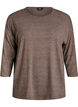 Jerseyblus med 3/4-&auml;rm, Brun, Packshot image number 0