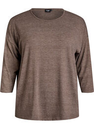 Jerseyblus med 3/4-&auml;rm, Brun