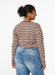 Randig blus med l&aring;nga &auml;rmar, Brun, Model image number 2