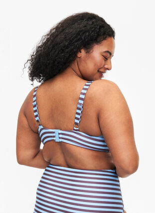Bikinibehå med bygel och tryck, BlueBrown Stripe AOP, Model image number 1
