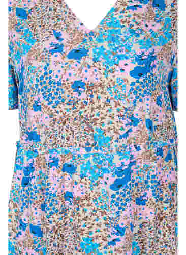 Mönstrad klänning med snördetaljer, Blue Rose Flower, Packshot image number 2