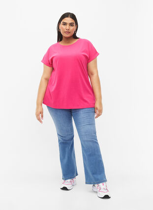 Kortärmad t-shirt i bomullsblandning, Raspberry Sorbet, Model image number 2