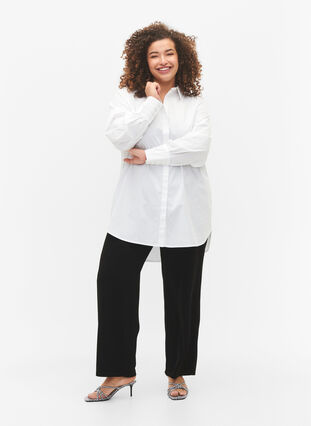Lång bomullsskjorta, Bright White, Model image number 2