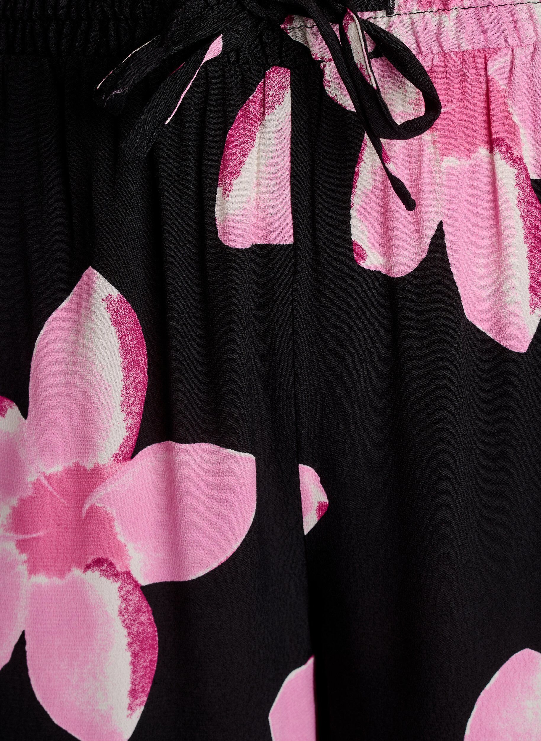 Zizzi L&ouml;s passform viskosbyxor med tryck, Svart, Packshot image number 2