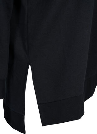 Sweatshirt med huva och kontrastfärgad dragsko, Black, Packshot image number 3