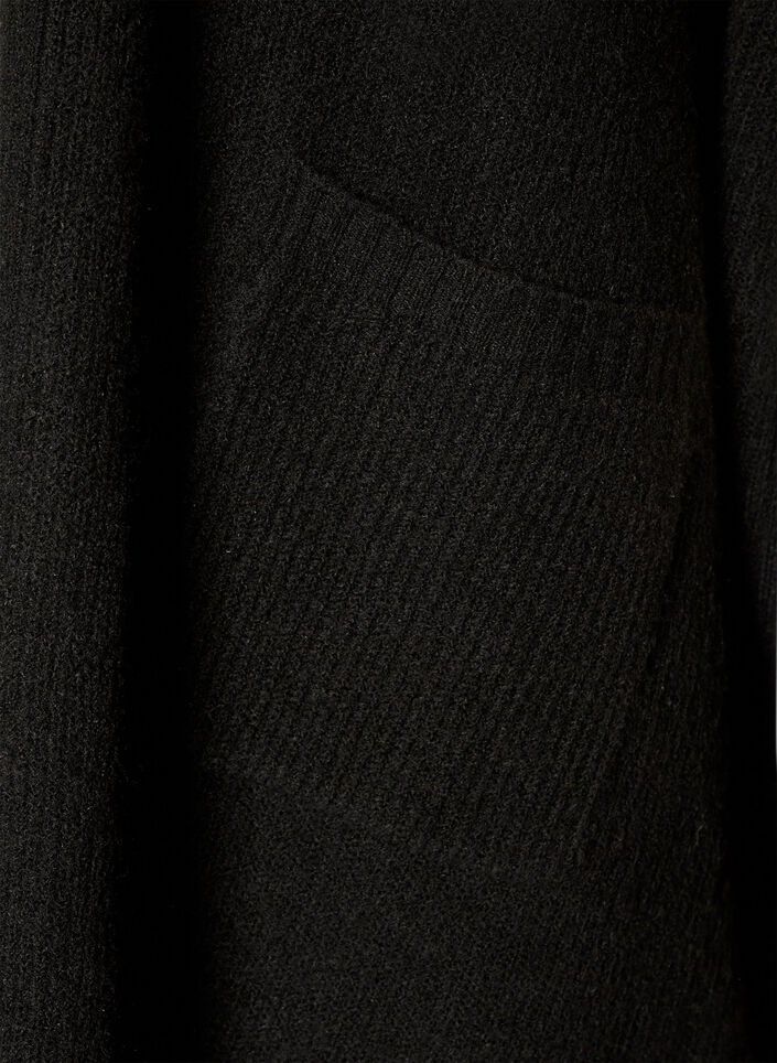 Cardigan &ouml;ppen framtill med vida &auml;rmar, Svart, Packshot image number 3