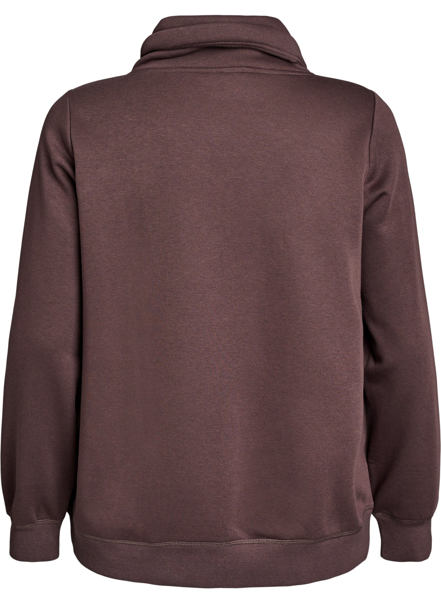 ZizziSweatshirt med h&ouml;g krage och fickor, Brun, Packshot image number 1