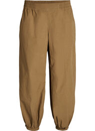 Ballongbyxor i bomull med h&ouml;g midja, Brun