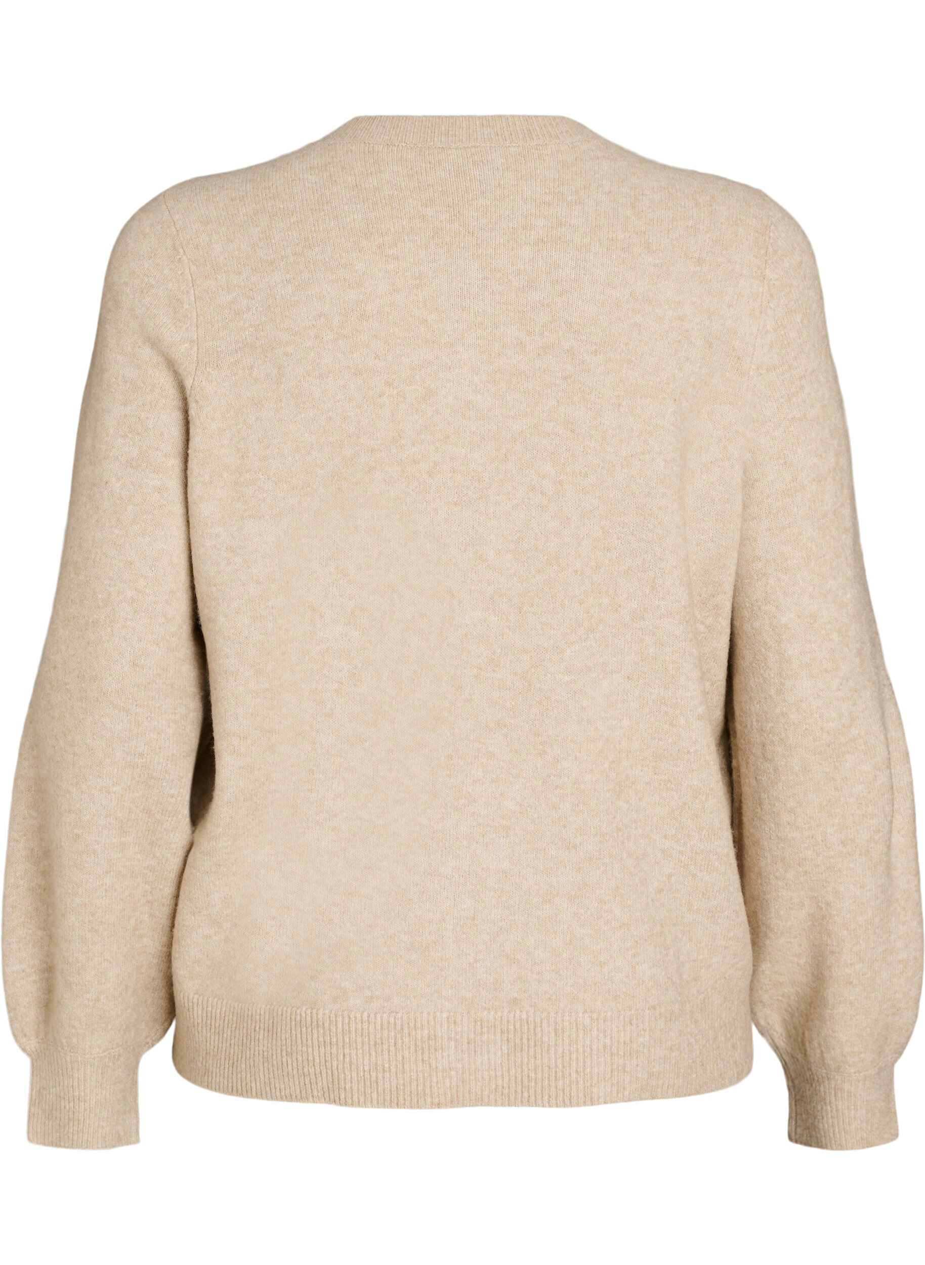 ZizziKofta i mjukt stickat med guldf&auml;rgade knappar, Beige, Packshot image number 1