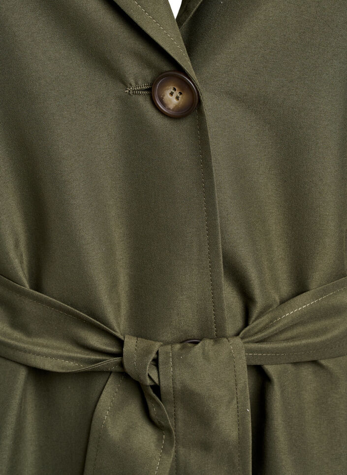 Lång trenchcoat med broderi, Grön, Packshot image number 2