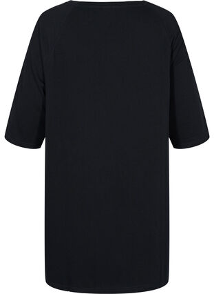 Kampanjvara – Sweatshirtklänning i bomull med fickor och 3/4-ärmar, Black, Packshot image number 1