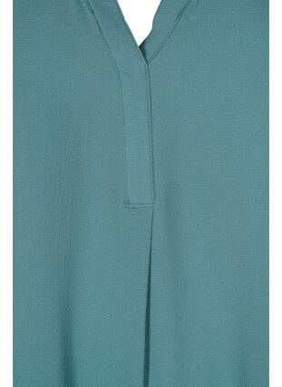 Kortärmad blus med v-ringning, Mallard Green, Packshot image number 2