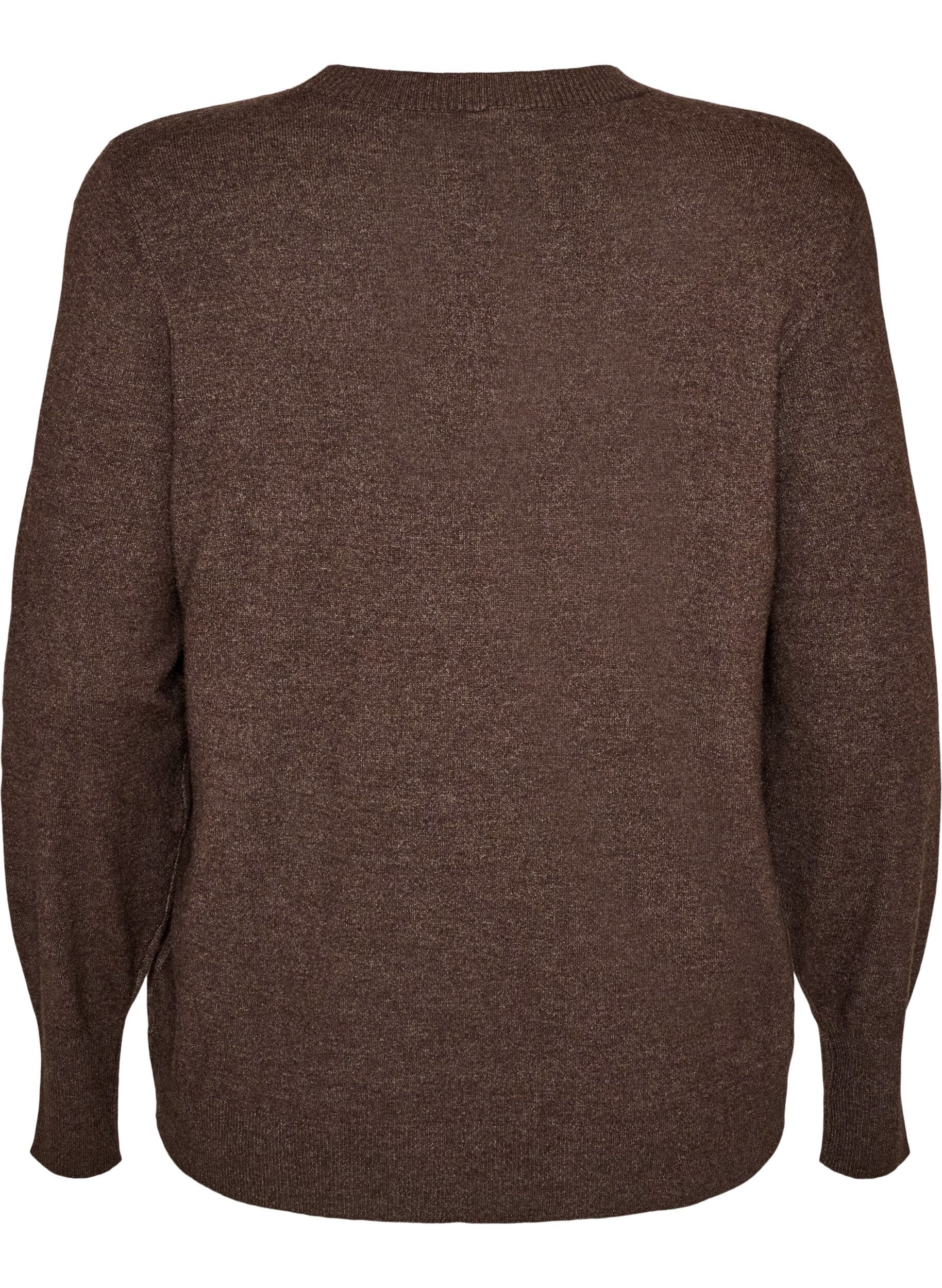ZizziStickad blus med rund halsringning, Brun, Packshot image number 1