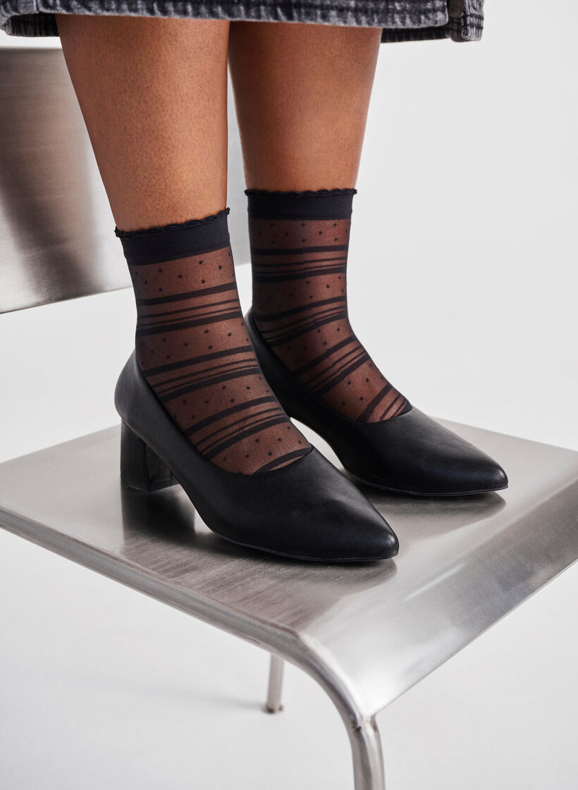 Wide fit - Pumps i skinn med spetsig tå, Svart, Image image number 0