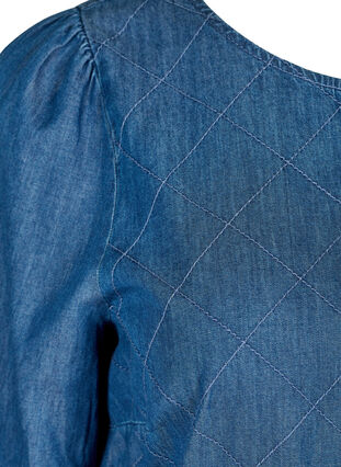 Jeansklänning i bomull med 3/4 ärmar, Blue, Packshot image number 2