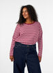 Randig blus med l&aring;nga &auml;rmar, Rosa, Model image number 0