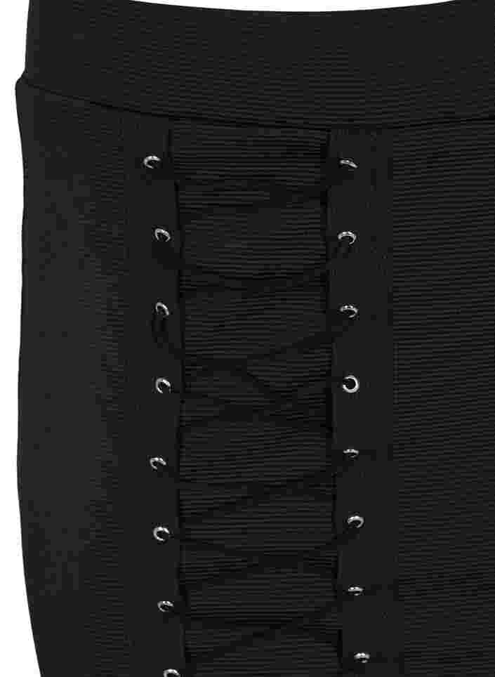 Kroppsnära kjol med snörning, Black, Packshot image number 2