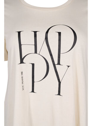 T-shirt i bomull med texttryck, Buttercream HAPPY, Packshot image number 2