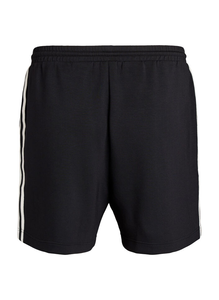 Shorts med h&ouml;g midja och randiga detaljer, Svart, Packshot image number 1