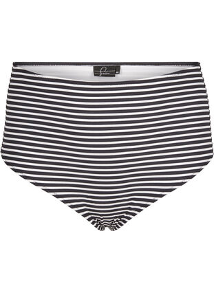 Randig bikinitrosa med hög midja, Navy Striped, Packshot image number 0