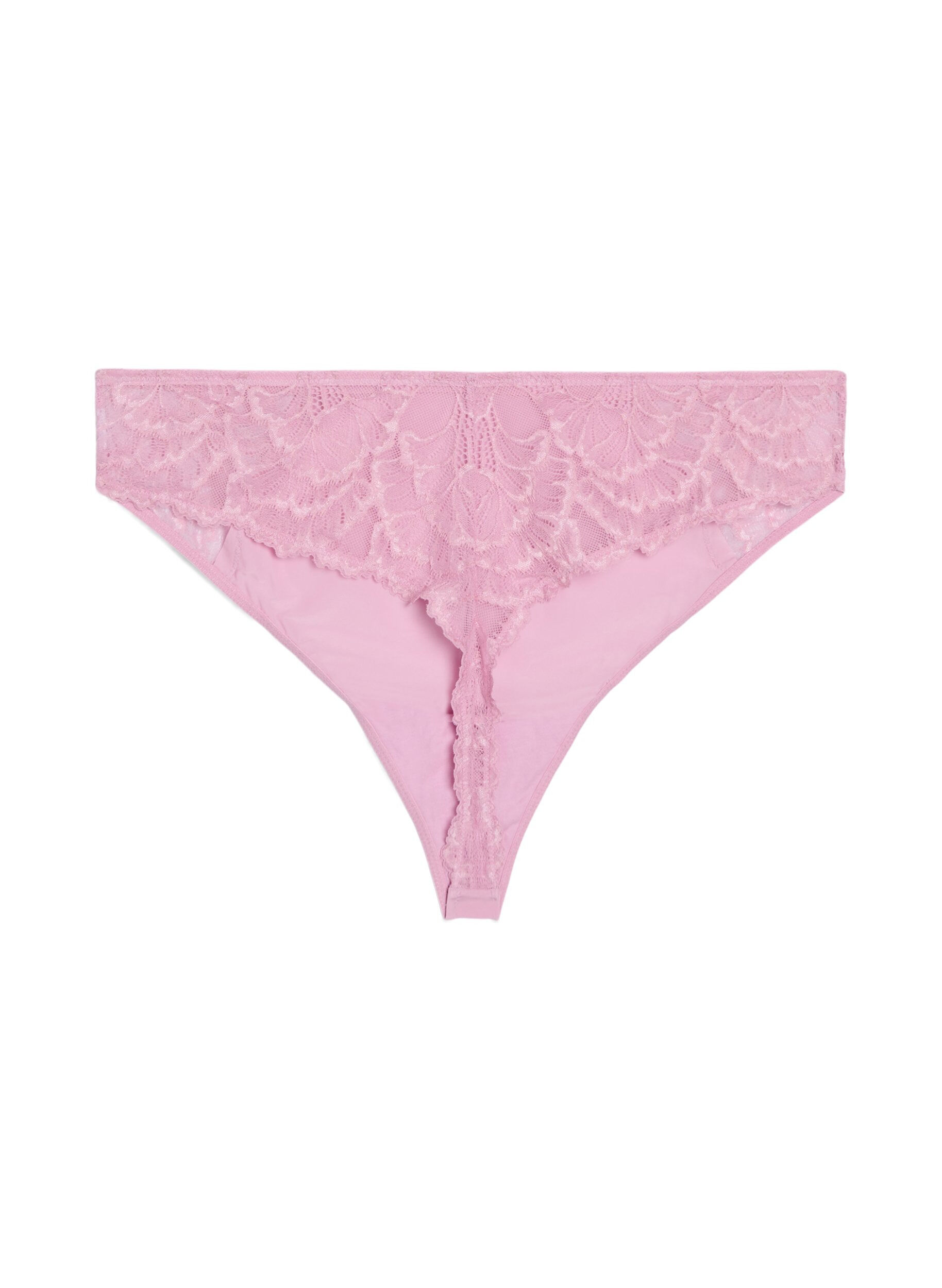 Zizzi Stringtrosor med spets och microfiber, Rosa, Packshot image number 1